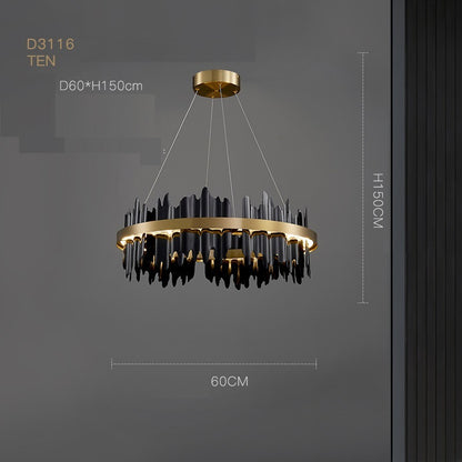 Postmodern Italian Luxury LED Chandelier – Ø 60/80 cm Organic Glass Pendant – Duvencioglu