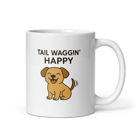 Tail Waggin&#39; Happy Mug – Cute Dog Quote Gift for Pet Lovers – Duvencioglu