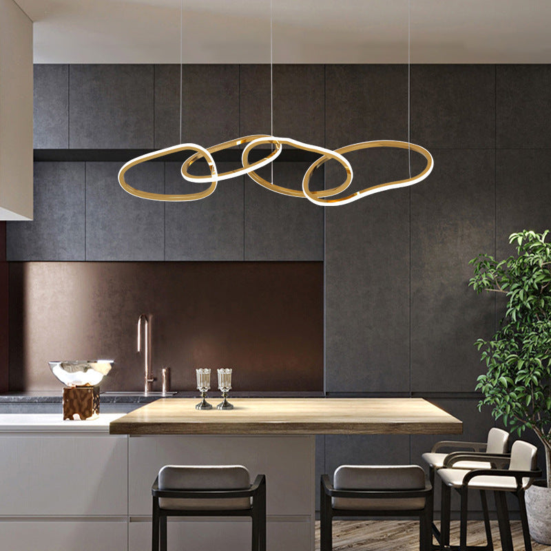 Postmodern Rattan Ring LED Chandelier – 4/5-Ring Stepless Dimming Pendant – Duvencioglu