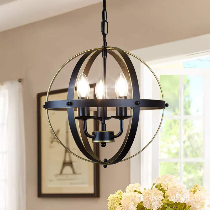 Retro Industrial Iron Chandelier - Vintage Style Ceiling Light – Duvencioglu