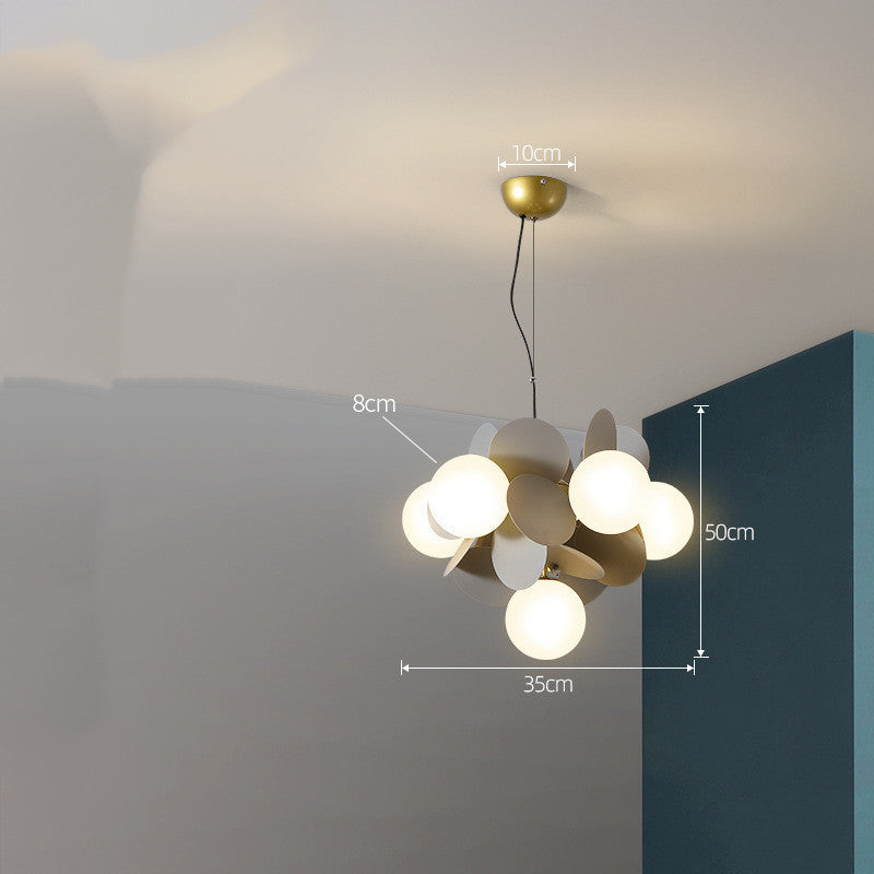 Nordic Minimalist Metal & Glass Chandelier – E27 Pendant Light (White/Grey/Color) – Duvencioglu