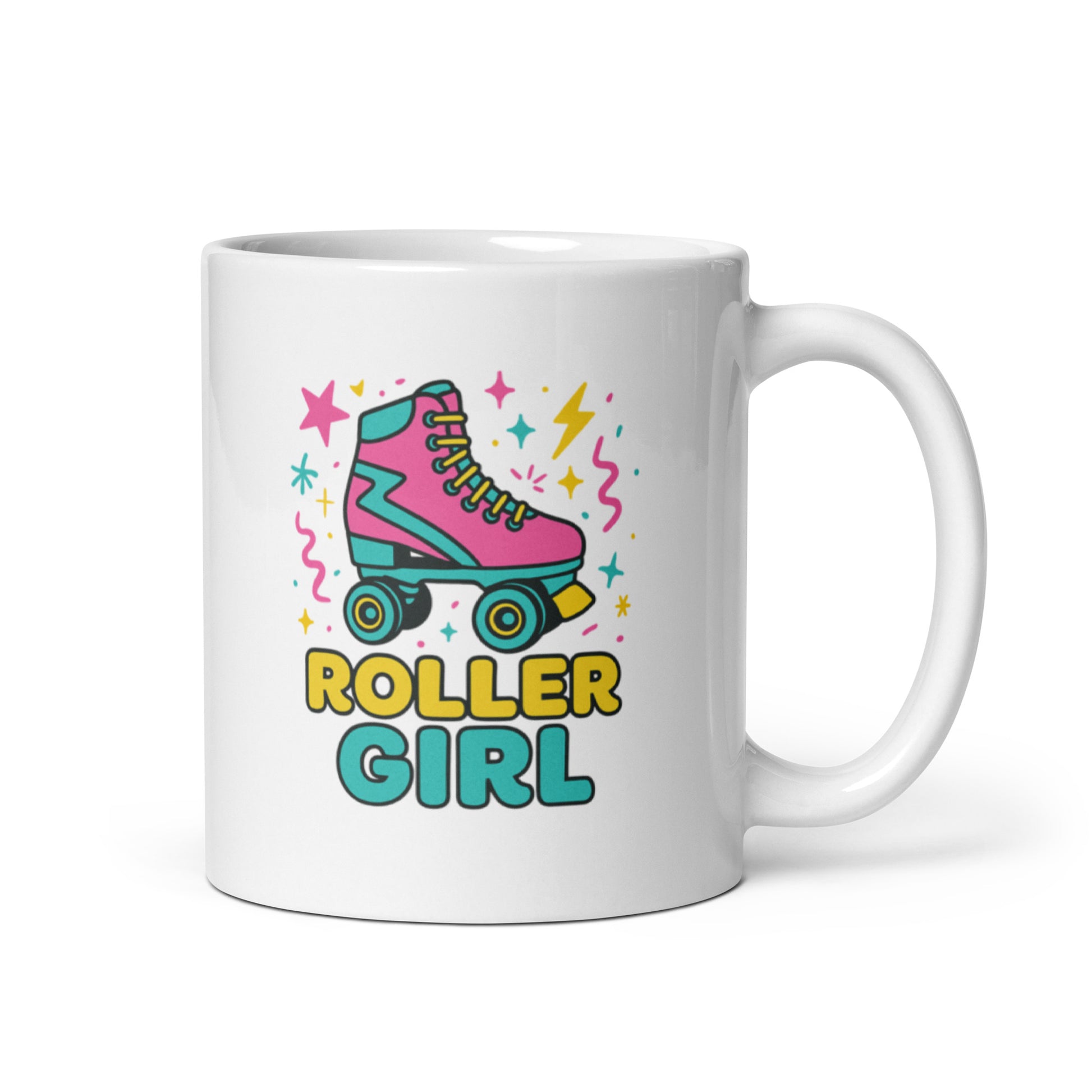 Roller Girl Mug – Retro 90s Roller Skate Design – Colorful Nostalgia Gift – Vintage Style Coffee Cup – Duvencioglu