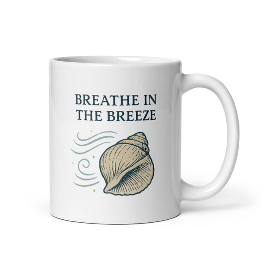 Breathe in the Breeze Mug – Minimal Ocean Calm Cup, Mindful Coastal Gift – Duvencioglu