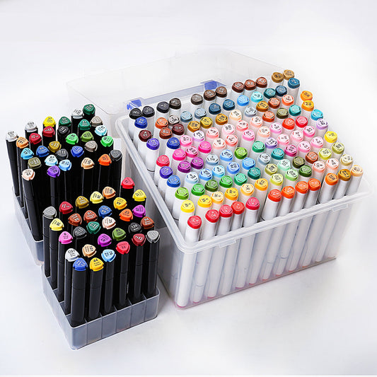 24-Color Double-Headed Marker Pen Set - Watercolor & Fine Tip – Duvencioglu