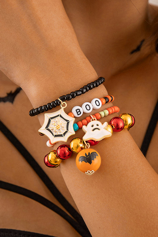 Halloween Beaded Bracelet Set - Ghost and Spider Web Charm – Duvencioglu