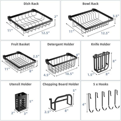 2-Tier Black Steel Adjustable Over the Sink Dish Drying Rack – Duvencioglu