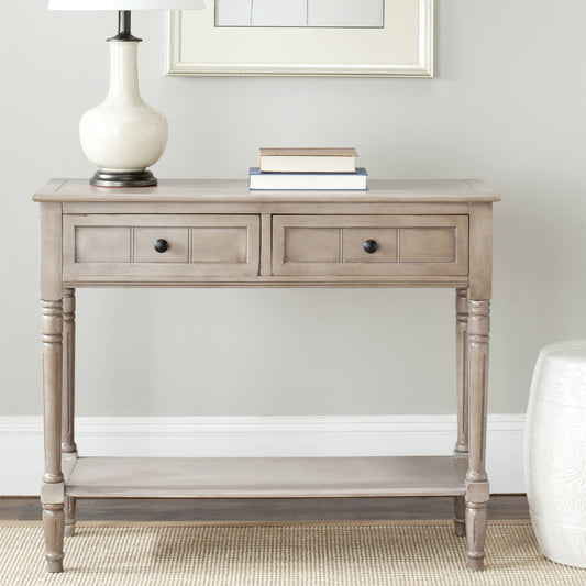 Traditional Console Sofa Table - Distressed Cream Finish with 2 Drawers – Duvencioglu
