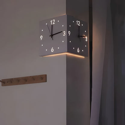 Nordic Square Modern Corner Wall Clock - Smart LED & Sound Activated – Duvencioglu