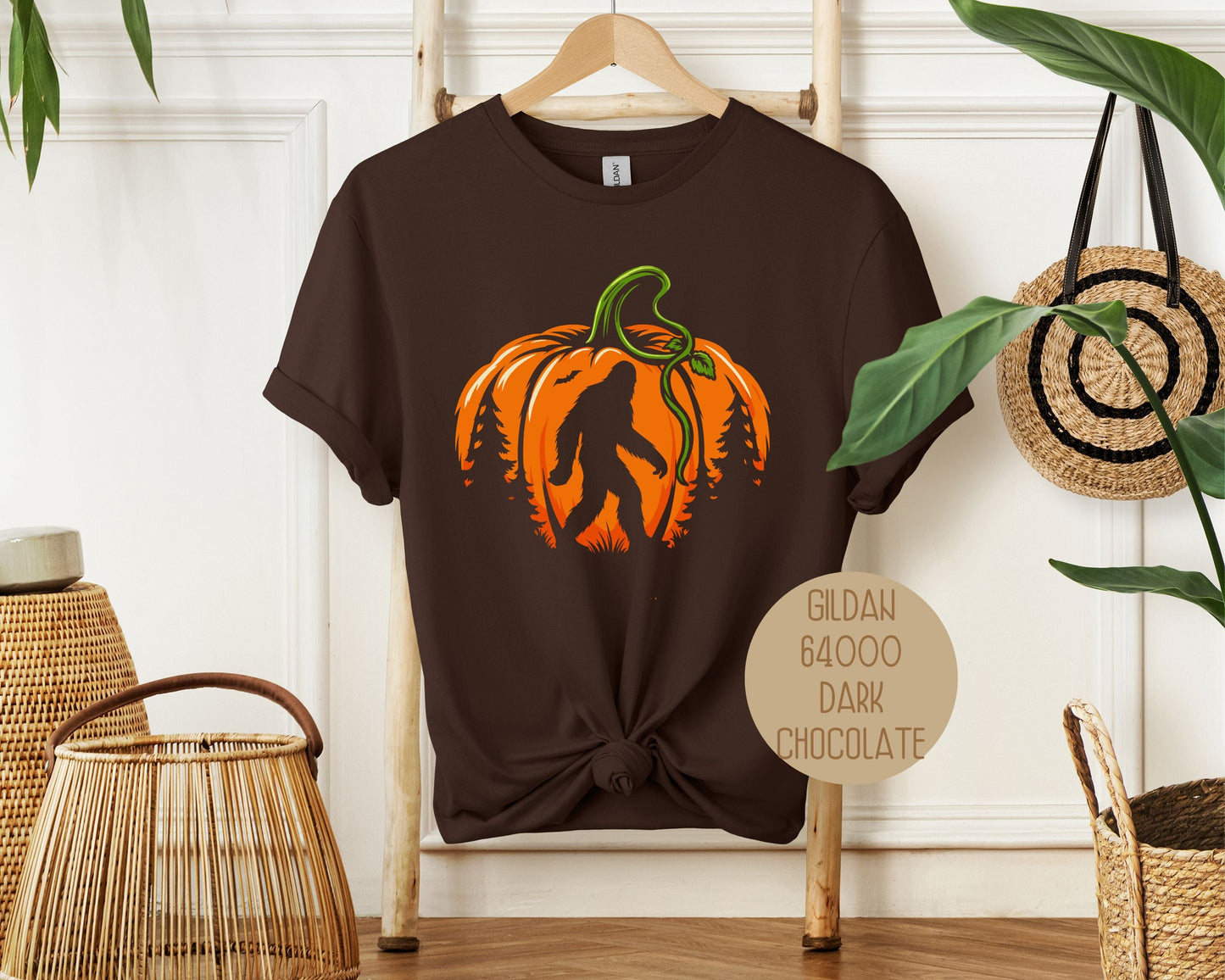 "Bigfoot Pumpkin" Halloween Graphic T-Shirt - Gildan 64000 Soft Cotton Tee – Duvencioglu