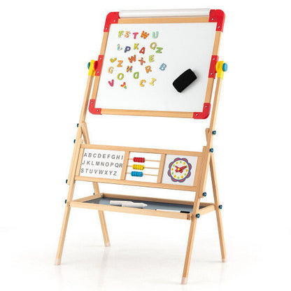 3-in-1 Wooden Art Easel for Kids - Double-Sided, Paper Roll & Educational Tools – Duvencioglu