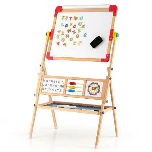3-in-1 Wooden Art Easel for Kids - Double-Sided, Paper Roll & Educational Tools – Duvencioglu