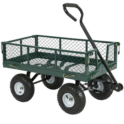 Heavy Duty Green Steel Garden Utility Cart - 400 lbs Capacity & Removable Sides – Duvencioglu