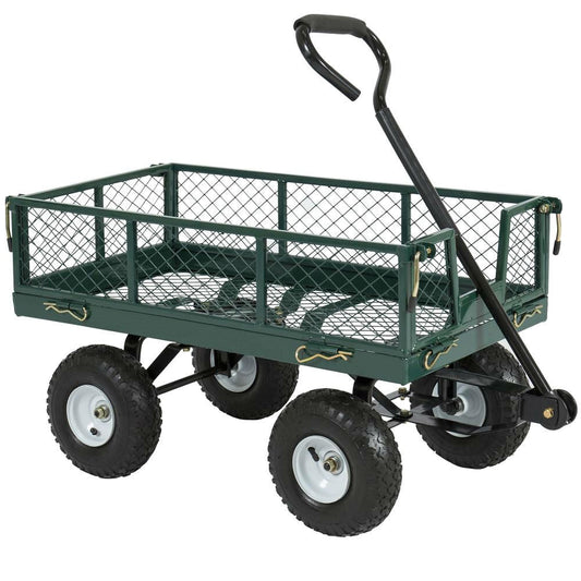 Heavy Duty Green Steel Garden Utility Cart - 400 lbs Capacity & Removable Sides – Duvencioglu