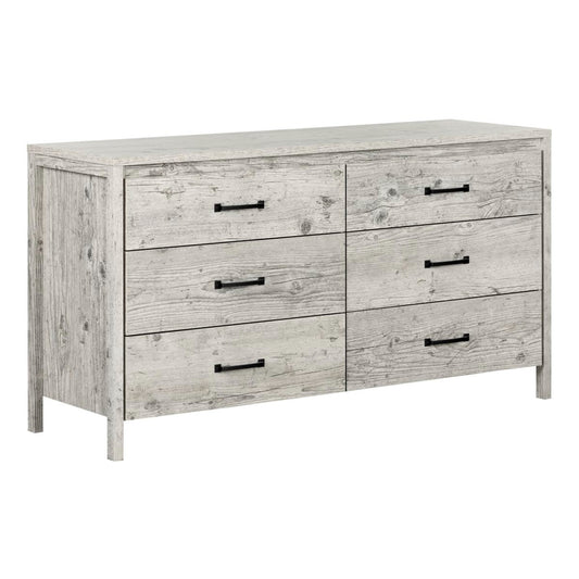 Modern 6-Drawer Double Dresser - Washed Pine Finish – Duvencioglu