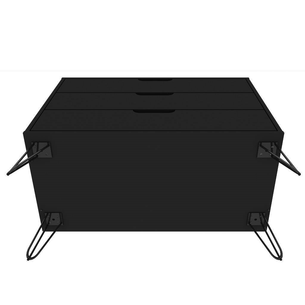 Modern Scandinavian 3-Drawer Dresser - Mid-Century Black Wood Finish