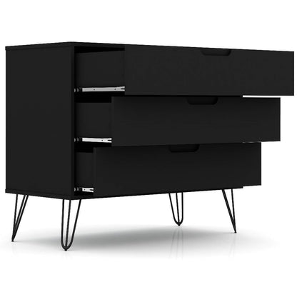 Modern Scandinavian 3-Drawer Dresser - Mid-Century Black Wood Finish