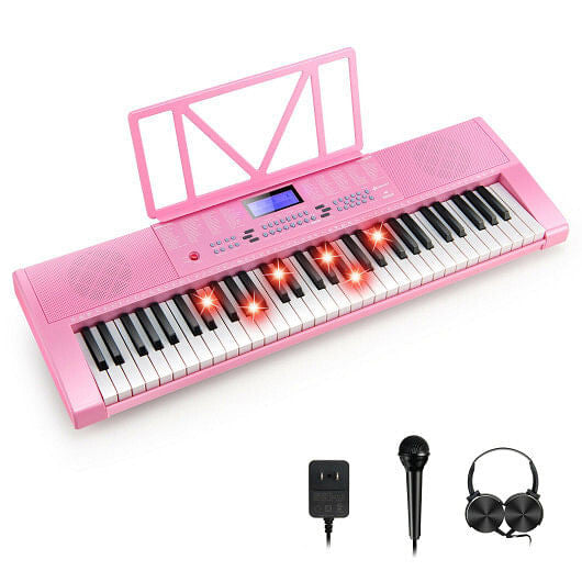 61-Key Electric Piano Keyboard - Beginner Bundle with Light-Up Keys (Pink) – Duvencioglu
