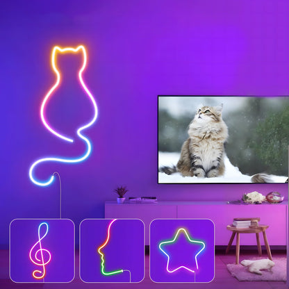 16.4ft Smart WiFi Neon Strip Light - RGBW, Music Sync & Voice Control