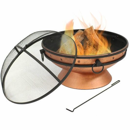 Cauldron Steel Wood Burning Fire Pit - Copper Finish with Spark Screen – Duvencioglu