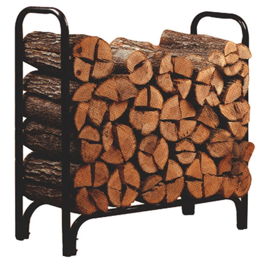 4ft Black Powder Coated Steel Firewood Log Rack - Heavy Duty Outdoor Storage – Duvencioglu