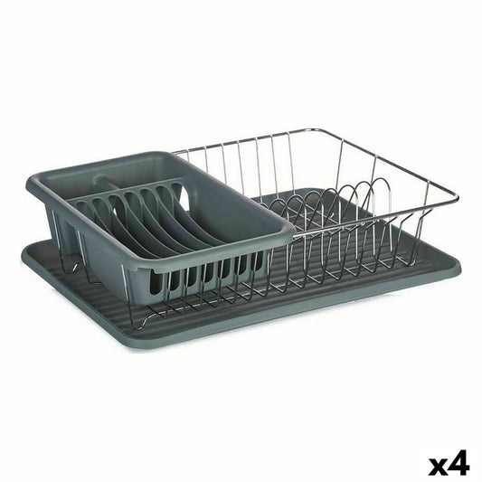 Draining Rack for Kitchen Sink Grey Metal Plastic 43,5 x 11 x 33,5 cm (4 Units) – Duvencioglu