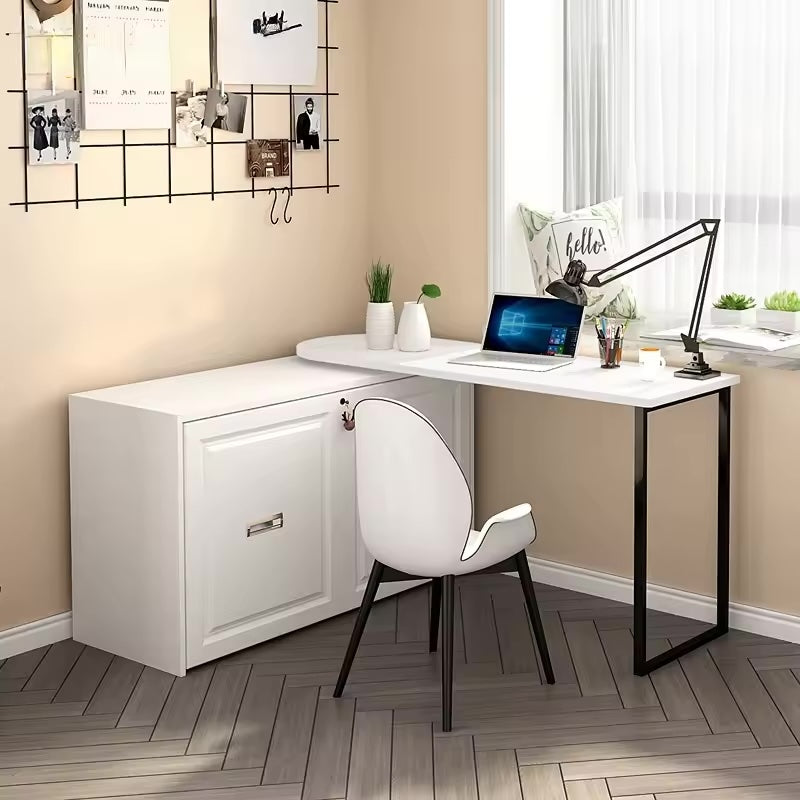 Compact Office Desk with Foldable Bed