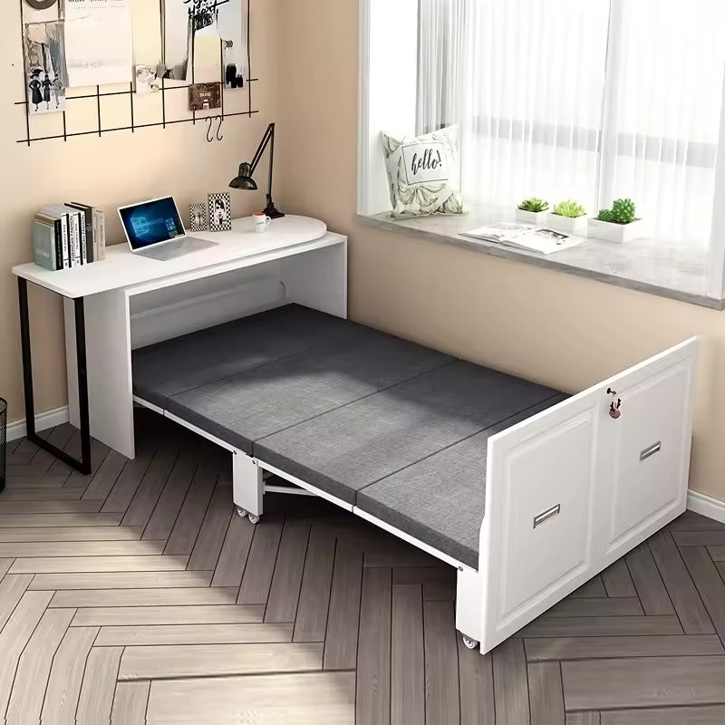 Compact Office Desk with Foldable Bed