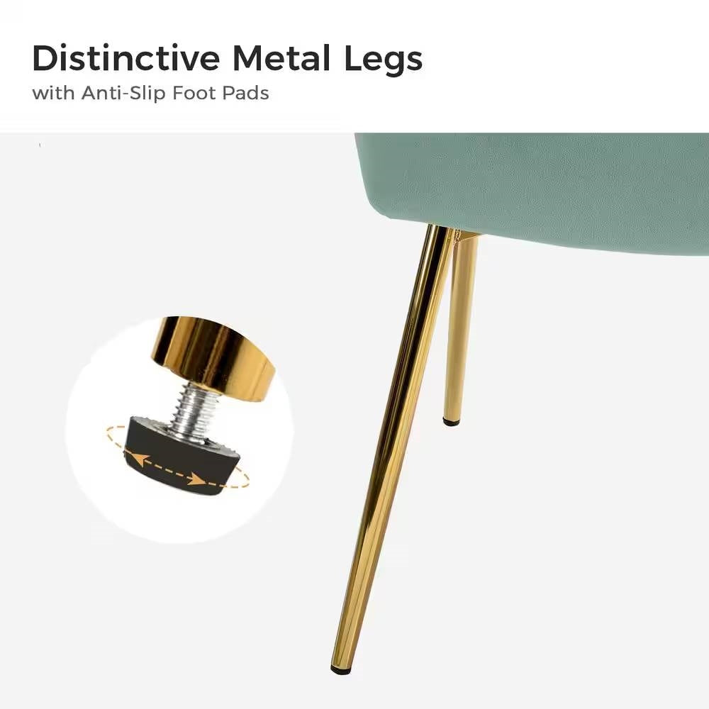 Sage Green Velvet Wingback Accent Chair - Gold Metal Legs & Tufted Back – Duvencioglu