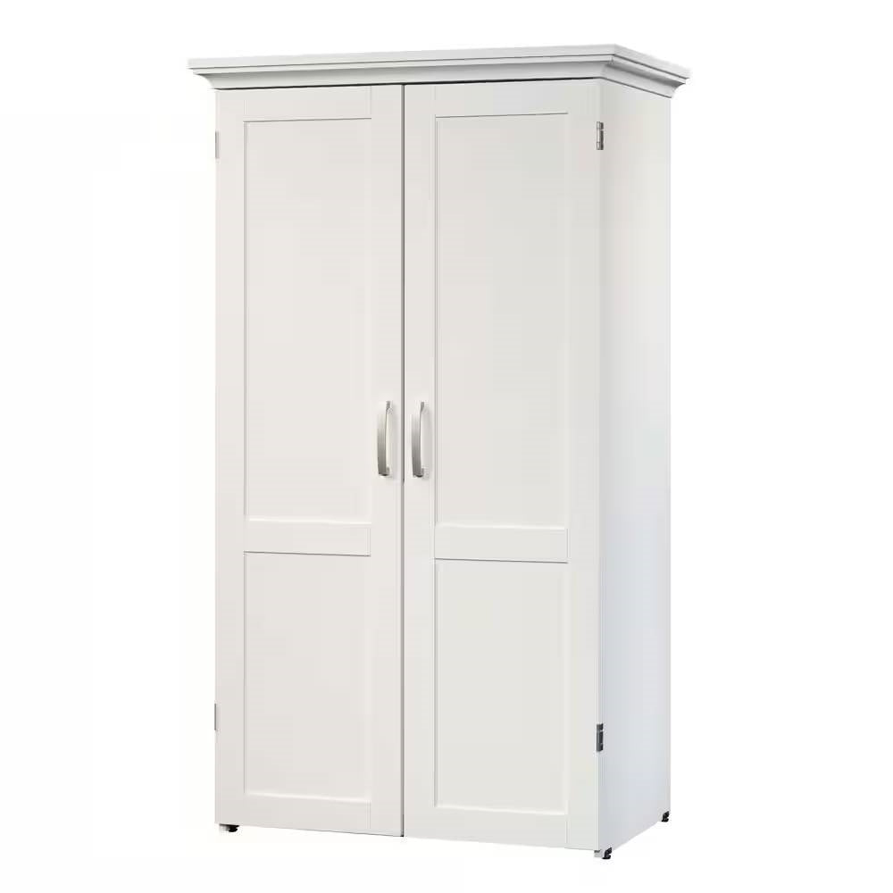 Drop Leaf Computer Desk Craft Armoire - White Wood Finish, Made in USA