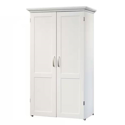 Drop Leaf Computer Desk Craft Armoire - White Wood Finish, Made in USA