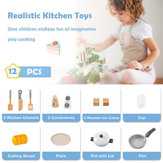 Wooden Chef Play Kitchen & Refrigerator Set - Lights, Sounds & Ice Maker – Duvencioglu