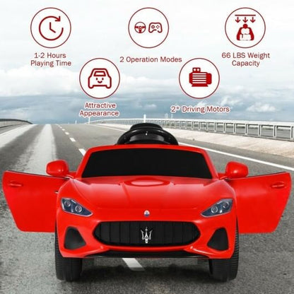 12V Licensed Maserati Kids Ride-On Car - Remote Control, LED Lights & Slow Start (Pink) – Duvencioglu