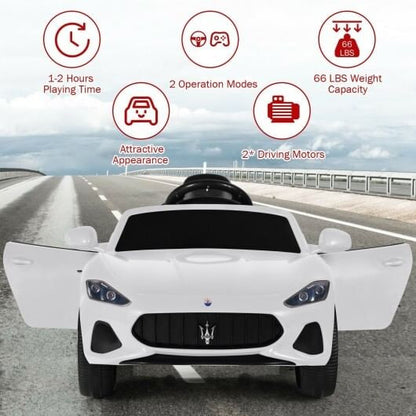 12V Licensed Maserati Kids Ride-On Car - Remote Control, LED Lights & Slow Start (Pink) – Duvencioglu