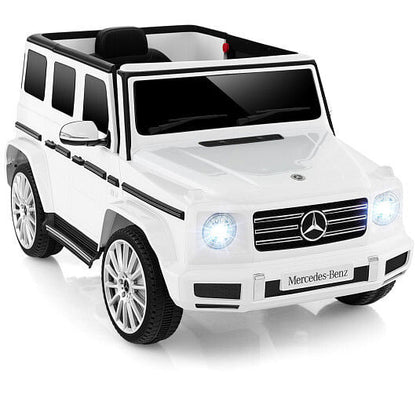 12V Licensed Mercedes-Benz G500 Kids Ride-On Car - Remote Control & Suspension (White) – Duvencioglu