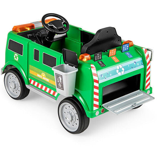 12V Kids Electric Garbage Truck Ride-On - Remote Control, Trash Bin & Recycling Play (Green) – Duvencioglu
