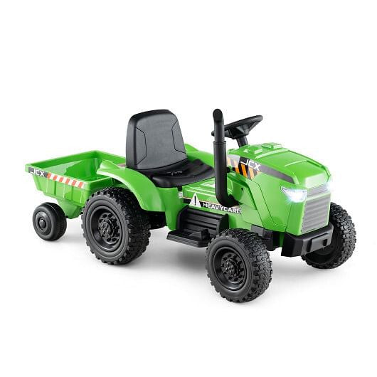 12V 2-in-1 Kids Ride-On Tractor - Trailer, 3-Speed Remote Control & EVA Wheels (Grayish Green) – Duvencioglu