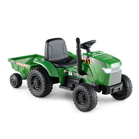 12V 2-in-1 Kids Ride-On Tractor - Trailer, 3-Speed Remote Control & EVA Wheels (Grayish Green) – Duvencioglu