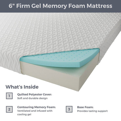 Twin XL 6-Inch Firm Cooling Gel Memory Foam Mattress