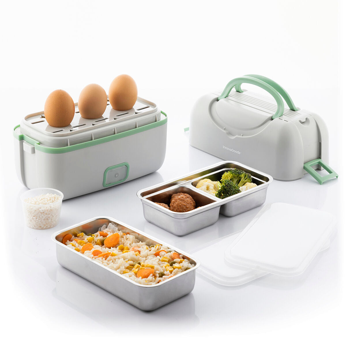 3-in-1 Electric Steamer Lunch Box with Recipes Beneam InnovaGoods – Duvencioglu