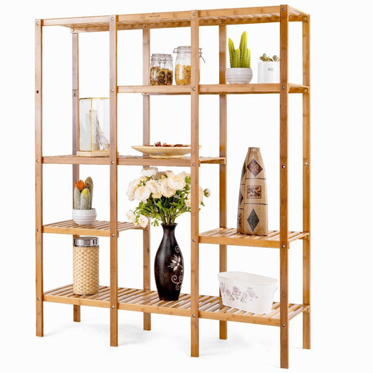 Eco-Friendly Bamboo 4-Shelf Bookcase - Multi-Tier Storage Rack
