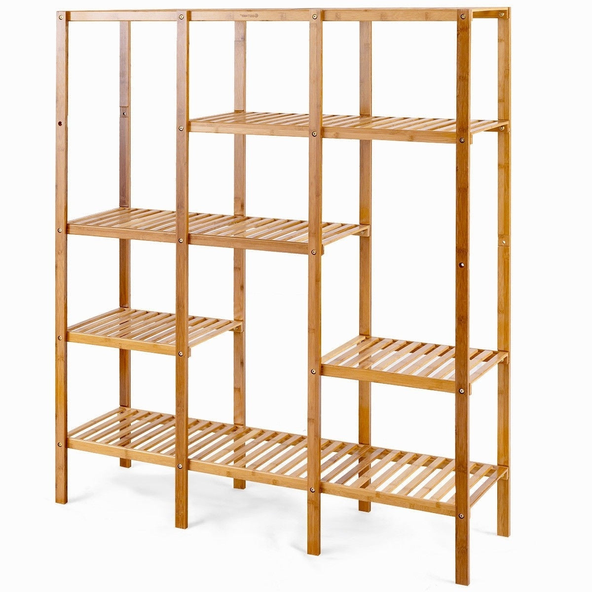 Eco-Friendly Bamboo 4-Shelf Bookcase - Multi-Tier Storage Rack