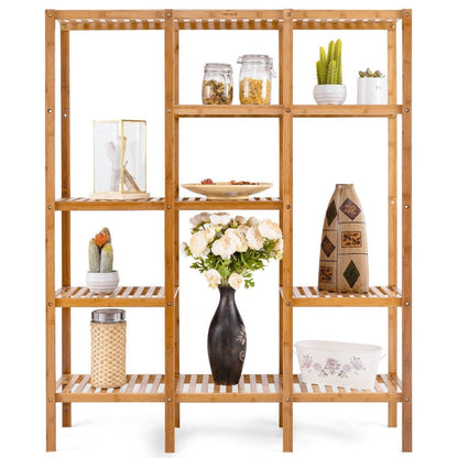 Eco-Friendly Bamboo 4-Shelf Bookcase - Multi-Tier Storage Rack