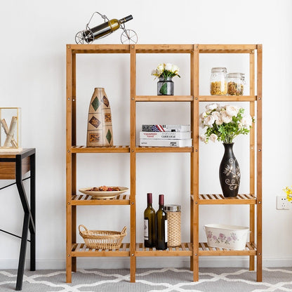Eco-Friendly Bamboo 4-Shelf Bookcase - Multi-Tier Storage Rack