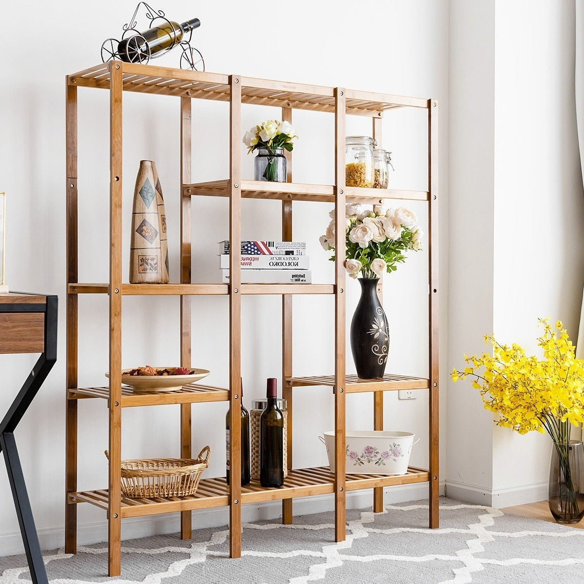 Eco-Friendly Bamboo 4-Shelf Bookcase - Multi-Tier Storage Rack