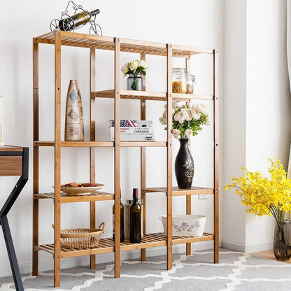 Eco-Friendly Bamboo 4-Shelf Bookcase - Multi-Tier Storage Rack