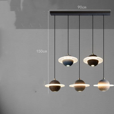 Modern Red Planet LED Chandelier – Single-Head Marble Pendant – Duvencioglu