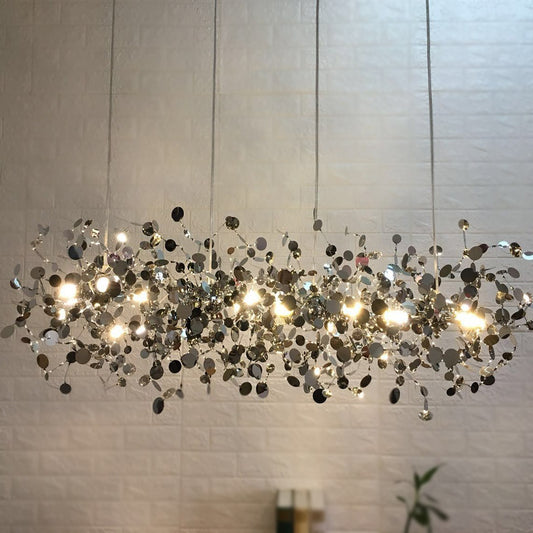 Leaf-Branch Stainless-Steel LED Chandelier – 500 mm Nordic Pendant – Duvencioglu