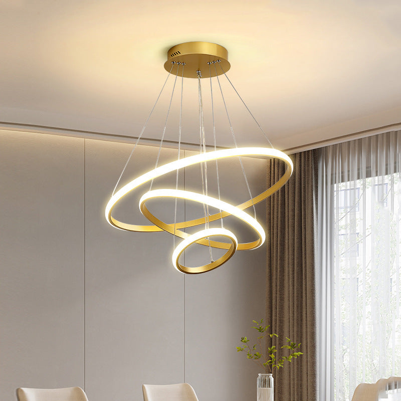 Smart Gold Multi-Ring LED Chandelier – Bluetooth, App & Voice Control – Duvencioglu
