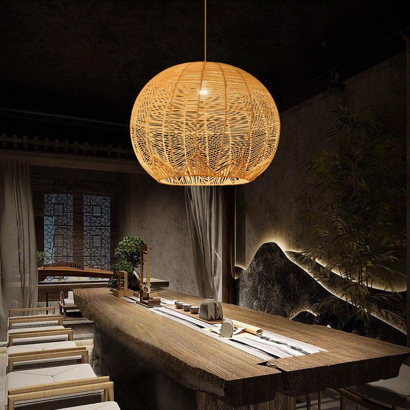 Japanese Zen Rattan Chandelier – 30 cm & 40 cm Designer Pendant – Duvencioglu