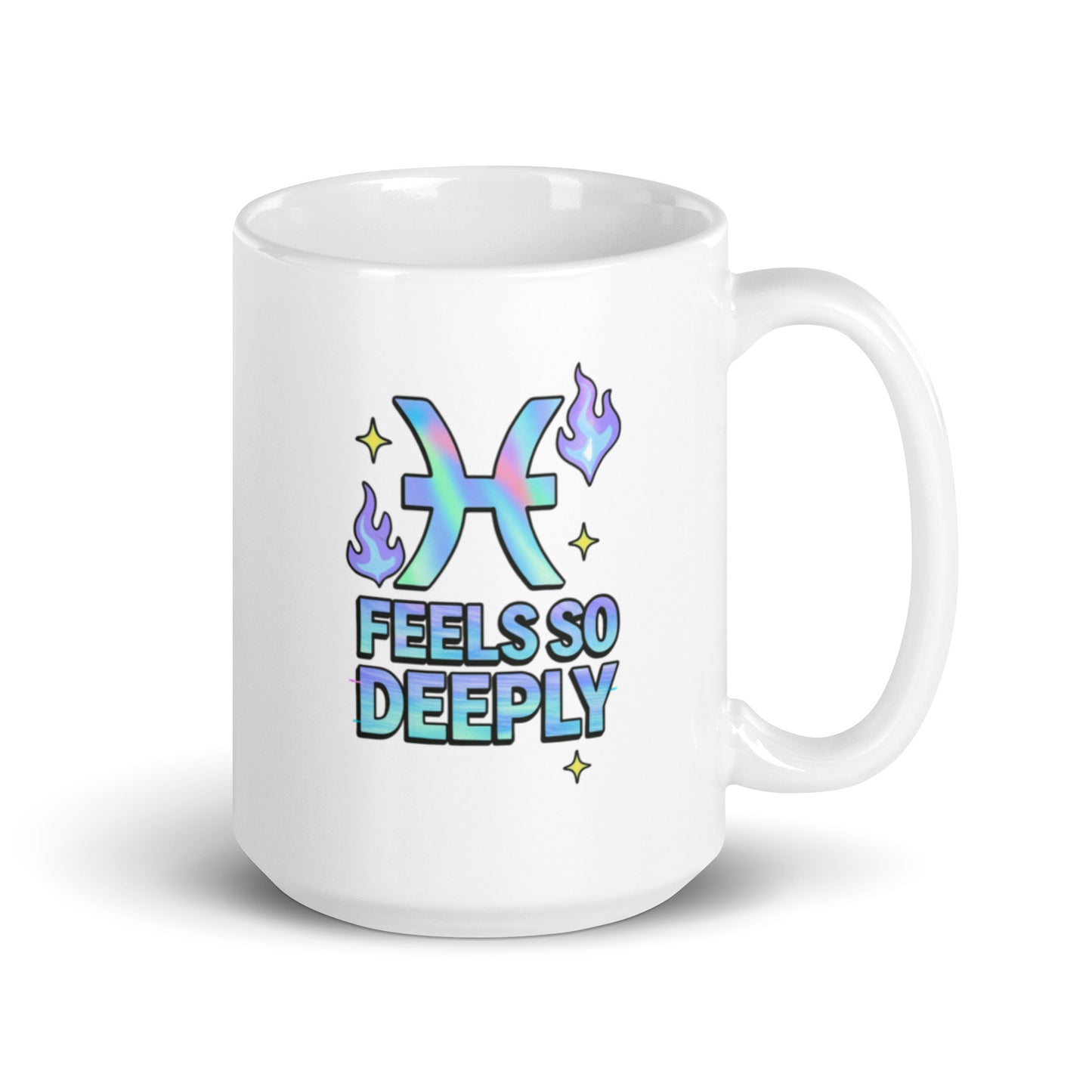 Pisces Mug – Feels So Deeply Holographic Zodiac Water Sign Pastel Cup – Duvencioglu